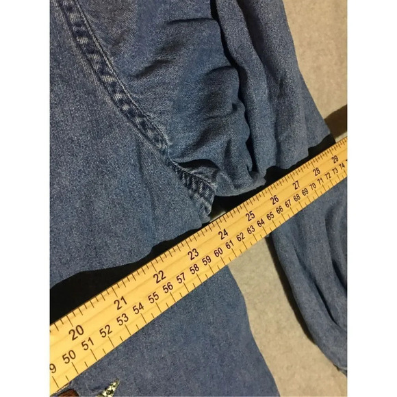 Womens Victoria Jones Button Up Size 24W Angels Embroidery Denim Cute Vintage - Picture 2 of 3